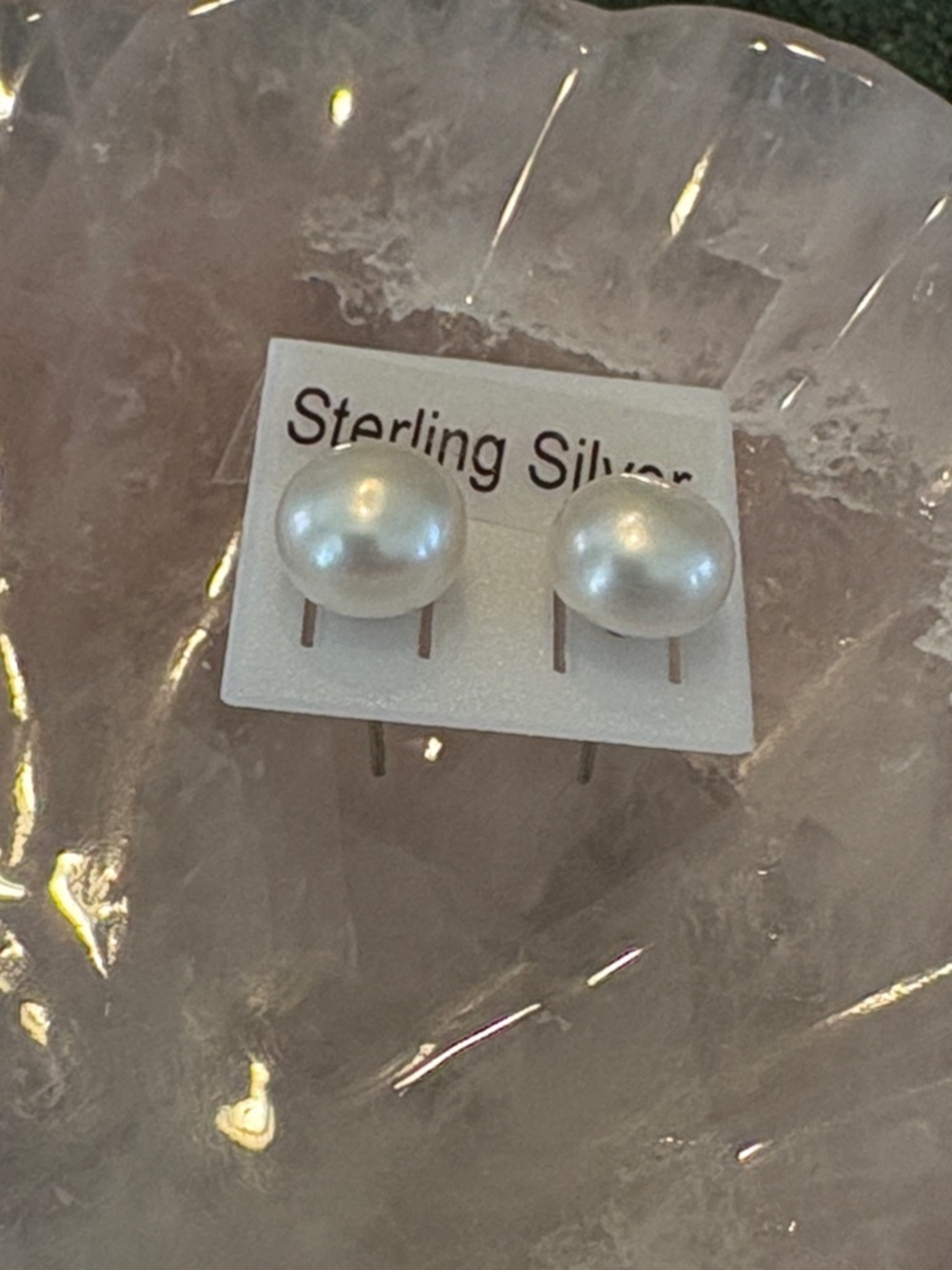 Freshwater pearls silver studs 9mm